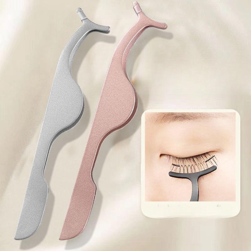 Stainless Steel Eyelash Tweezers, False Eyelashes Application Aid, Professional Makeup Tools for Women