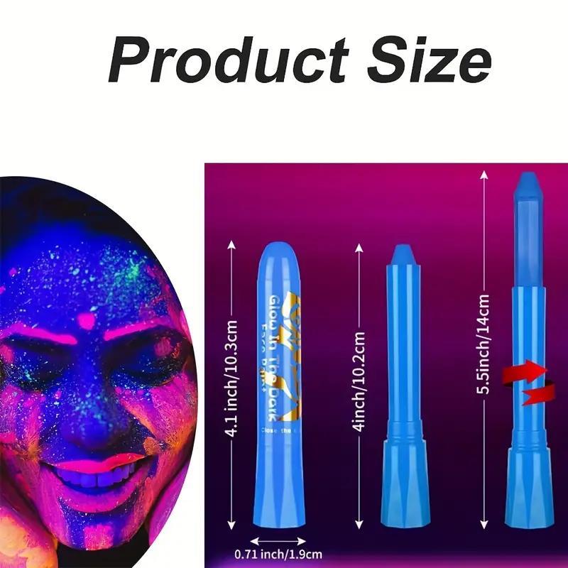 Neon Glow Face & Body Paint Crayons, 1 Set Glow-in-the-dark Fluorescent Makeup for Party, Luminous Face Paint for Clubs, Christmas Gift