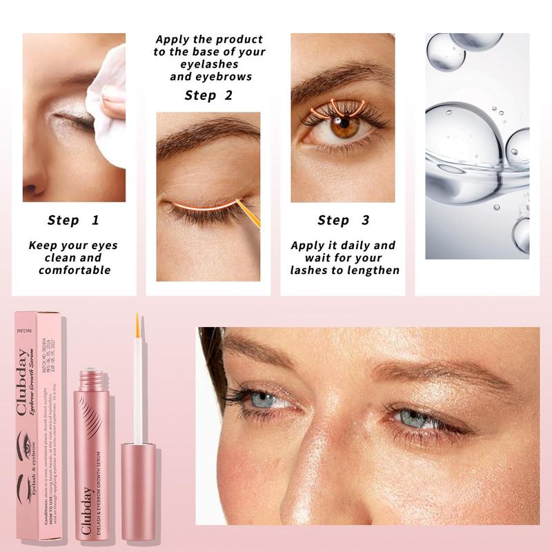 Long Lasting Eyelash Serum, Natural Curl Eyelashes Essence, Eye Lash Extensions Makeup Product for Women & Girls