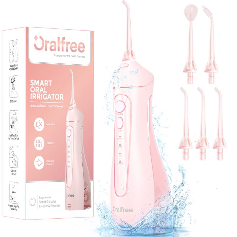 Oralfree Water Dental flosser Teeth Picks -4 modes DIY modes Braces Cordless Oral Irrigator Portable Rechargeable Travel Irrigation Cleaner IPX7 Waterproof Electric Professional Flossing Teeth Cleaning for Home Daily Gift Kit  Mother's Day gift