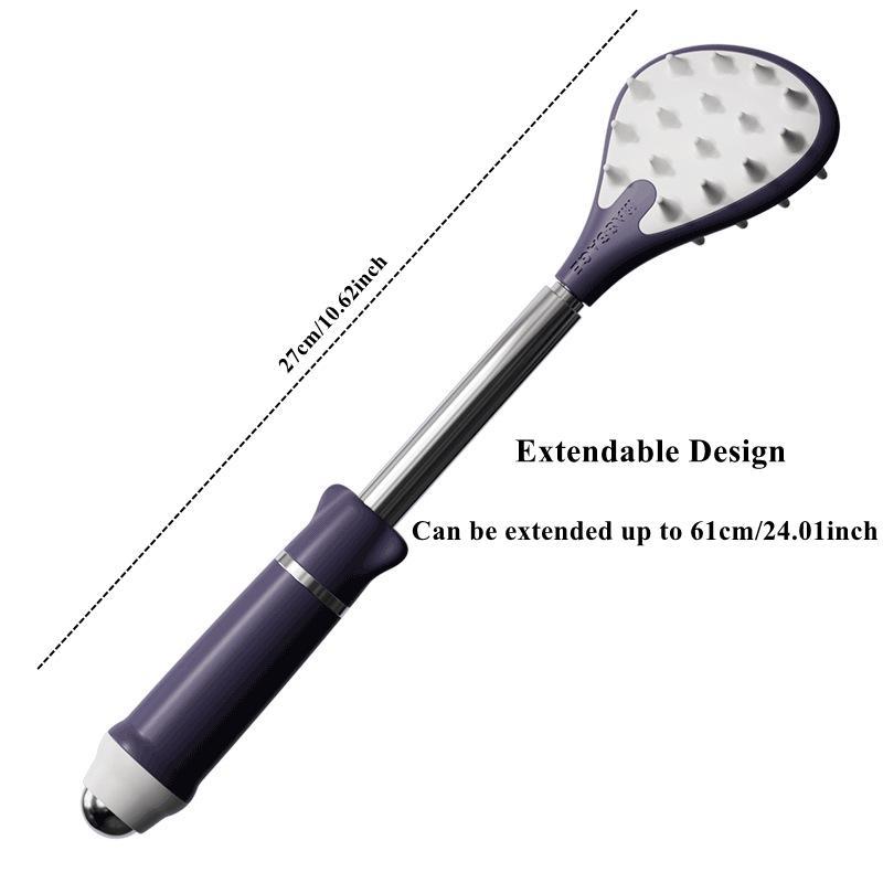 Telescoping Back Scratcher, 1 Count Double Head Scratching Head & Magnetic Roller Ball Back Massager, Extendable Backscratchers for Men & Women