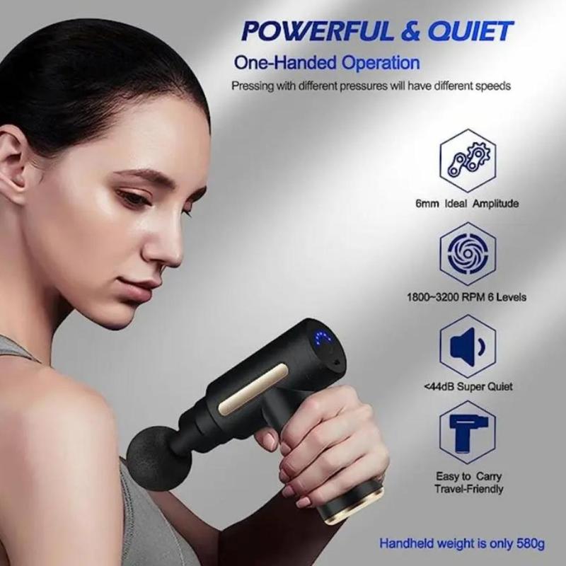 Portable Handheld Fascia Massager, 1 Count Body Massage Machine Electric Massage Tool with 4 Replacement Heads, Body Care Massagers, Neck Massaging Products, Electric Messager