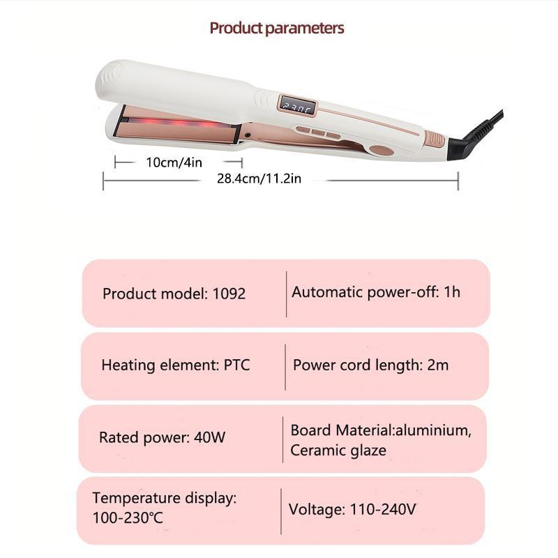 Professional Hair Straightener, 1 Box Ceramic Hair Straightener with Temperature Adjustable and LCD Display, Long-lasting Styling Flat Iron