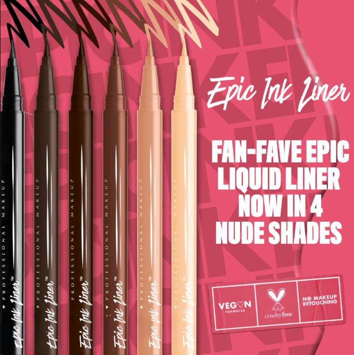 Epic Ink Liner, Waterproof Liquid Eyeliner - Brown, Vegan Formula 02 Brown