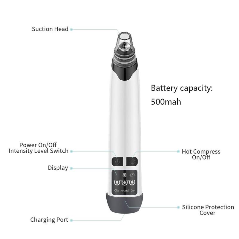 Electric Blackhead Remover, Rechargeable Blackhead Extractor, Professional Facial Beauty Instrument for Women & Men