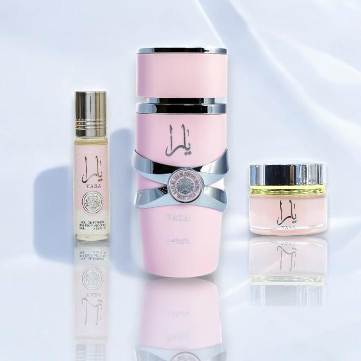 Lattafa | Yara + Yara Cream + Yara Oil 3 Piece Multi Pack - Main Accords: Sweet + Vanilla +Powdery + Tropical