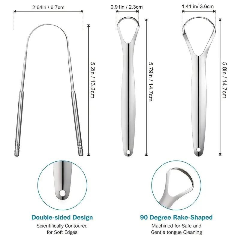 Stainless Steel Tongue Scraper & Toothpick Set, 10pcs set Portable Oral Care Tool, Easy To Use and Clean, Dental Floss & Picks for Home & Travel