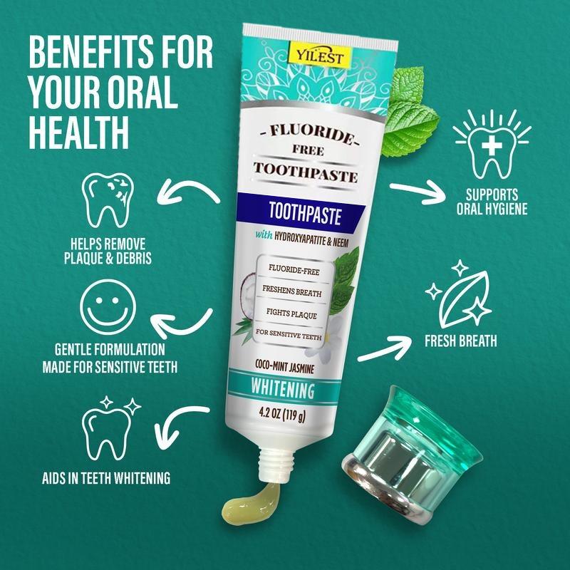 Natural Mint JasmineNeem Toothpaste for Women & Men - Hydroxyapatite, Brightening & Freshening Oral Care Product