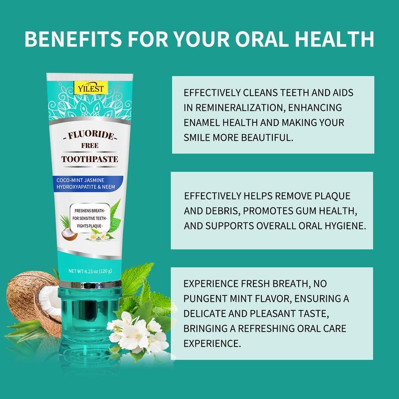 Natural Mint JasmineNeem Toothpaste for Women & Men - Hydroxyapatite, Brightening & Freshening Oral Care Product