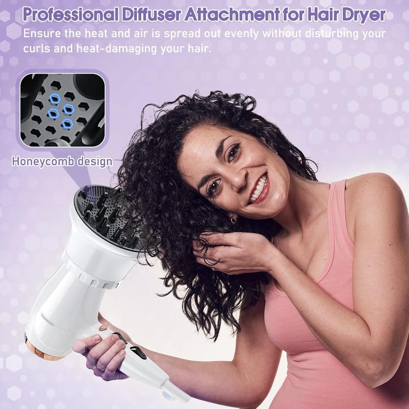 Adjustable Diffuser Attachment for Hair Dryer Hair Suitable for 1.4 inch to 2.6 inch, Diffuser Hair Dryer, Universal Hair Diffuser for Curly Hair, for Fine Thick Natural Wave and Frizzy Hair(White)