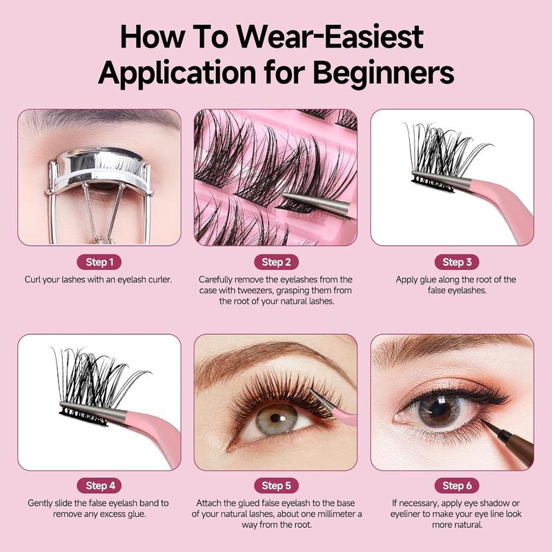 Lash Cluster Individual Eyelash: 192 Pcs False Eyelashes - DIY Wispy Fluffy Lash Extension - D Curl Lash Clusters Natural Look