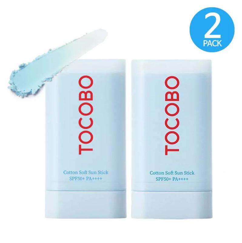 (2 Pack) TOCOBO Cotton Soft Sun Stick SPF50+ PA++++ Smooth Invisible Matte Finish 19g x 2 Packs Facial Skincare Sunscreen Vegan Soothing