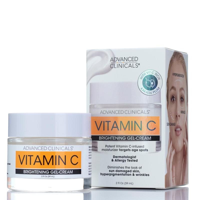 Advanced Clinicals Vitamin C Brightening & Hydrating Face Gel-Cream 2 Fl Oz