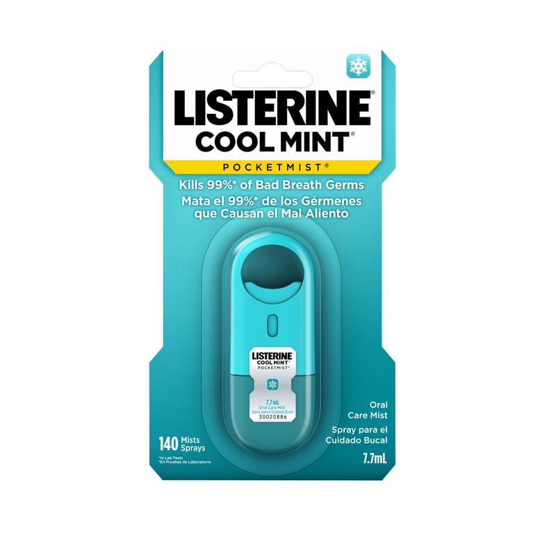 Listerine Cool Mint Pocket mist, Oral Care Mist for Fresh Breath, Non-Aerosol Sugar-Free Minty Spray, 0.26 fl Ounce (Pack Of 1)