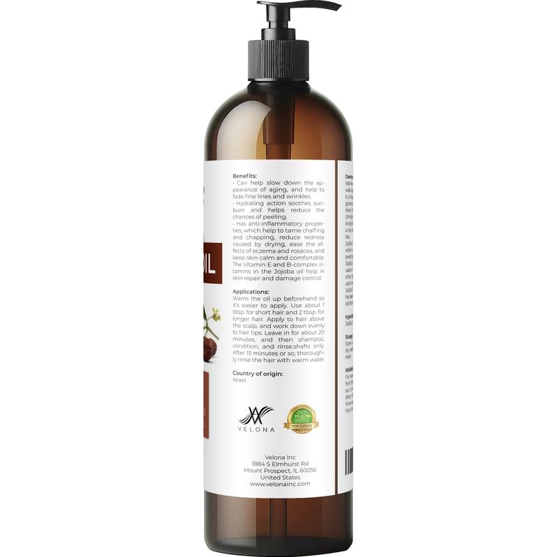 Jojoba Oil - 8 fl oz | 100% Pure and Natural | After Shower Body Oil | Golden, Unrefined, Cold Pressed, Hexane Free