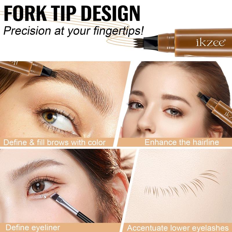 Waterproof Eyebrow Pencil with Brush, 1 2 Boxes Long Lasting Eyebrow Pen with Brush, Brow Styling Brush, Eye Brow Makeup Tool, Makeup Accessories