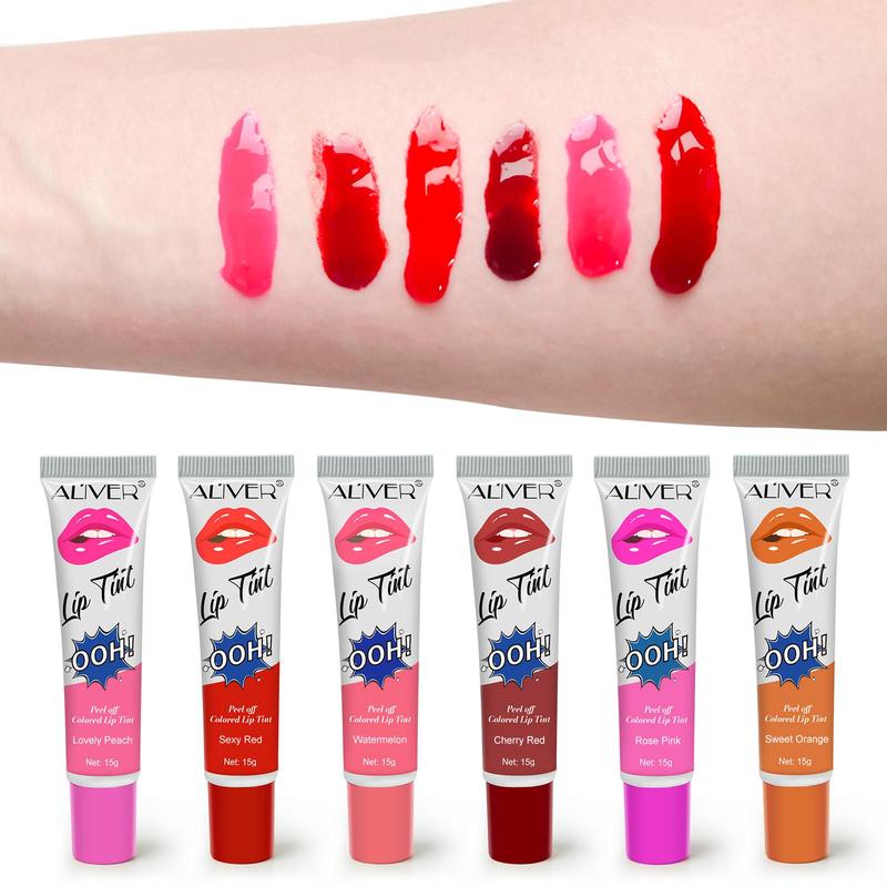 Peel off Lip Gloss, 6 Counts set Long Lasting Liquid Lipstick, Peeling Lip Stain, Tint Moisturizing Lip Film, Tear off Lip Tattoo Peel off Colored Tinting Lip Balm