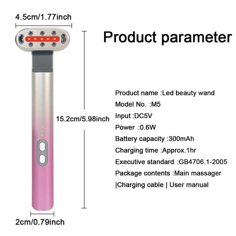 LED Beauty Wand, 1 Count 7 Color LED Facial Massager, Facial & Eye Skincare Equipment, Personal Care Appliances for Home Use