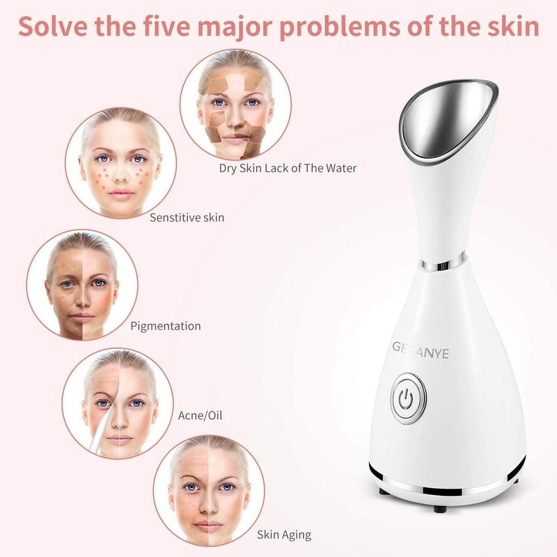 Nano Ion Facial Steamer - 10X Facial Penetration, Unclog Pores, Moisturizing Spa Humidifier, Comes with Blackhead Removal Kit, Hairband, Facial Brush Good Quality