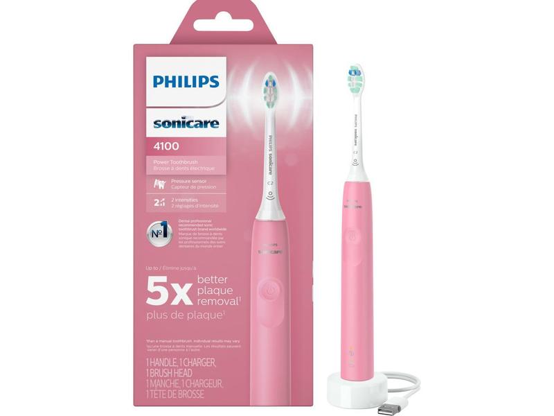 Philips Sonicare 4100 Power Toothbrush, Rechargeable Electric Toothbrush with Pressure Sensor, Deep Pink (HX3681 26)