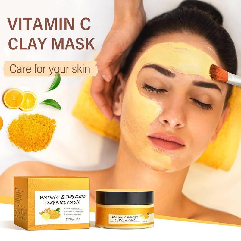 Turmeric Vitamin C Clay Mask Deep Cleansing Face Mask Skin Care Improve Blackheads Acne Dark Spots and Even out skin tone Facial Mask Control Oil and Refining Pores Aloe Aloe Vera Calendula Daily Calendula Daily Gentle Mild Organic Plant Radiant Restore