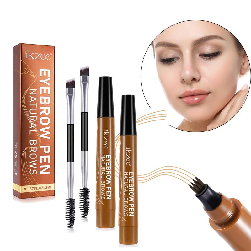 Waterproof Eyebrow Pencil with Brush, 1 2 Boxes Long Lasting Eyebrow Pen with Brush, Brow Styling Brush, Eye Brow Makeup Tool, Makeup Accessories