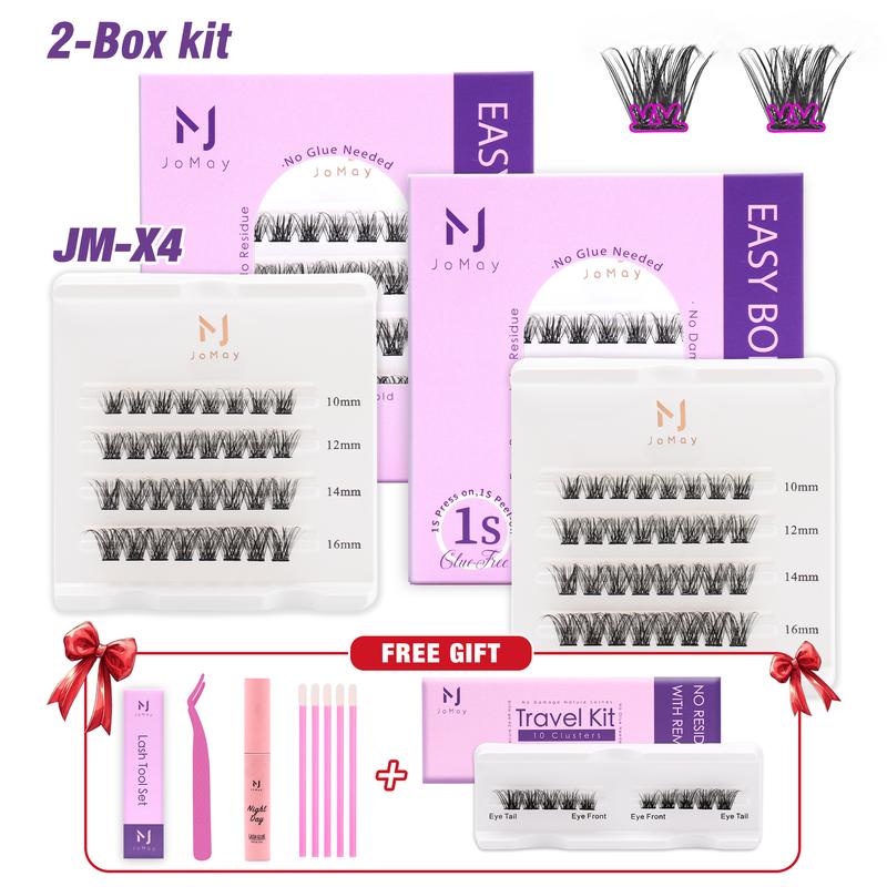 JoMay New Self-Adhesive Lashes Extension Kit,  DIY Lash Clusters Kit,  Daily adhesive-free lashes,  Beginner Friendly Eyelashes Makeup mascara