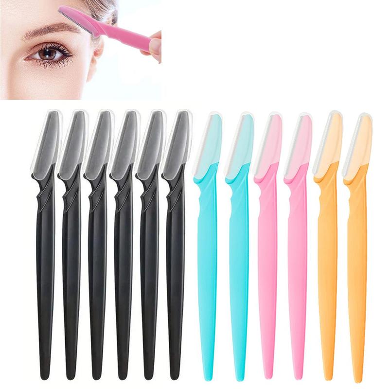 Mixed Color Eyebrow Razor with Cover, Gentle Safe Eyebrow Trimmers, 12pcs set Hair Trimmer, Portable Face Hair Shaving Tool for Daily Use,  Tik Tok Shop Gifts for Girlfriend