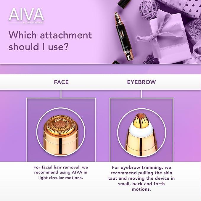 AIVA 2-in-1 Dual Sonic Facial Hair Remover and Eyebrow Trimmer with Built-in LED Lights by Spa Sciences