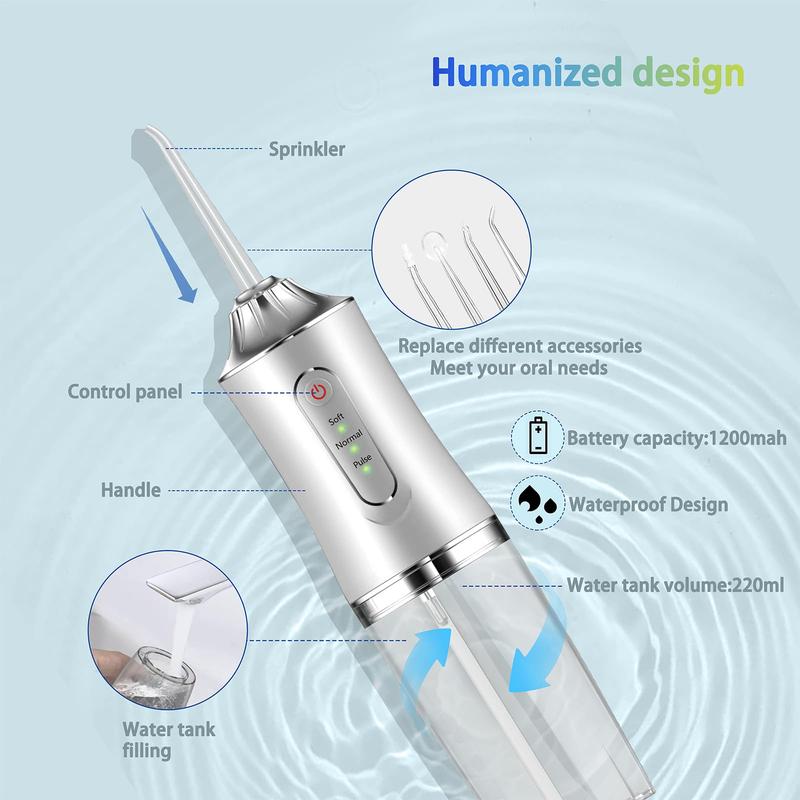 Cordless Oral Hygiene Tool - 3 Mode Water Flosser with 4 Nozzles Christmas present