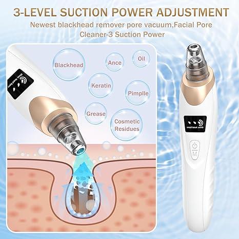 Blackhead Remover Pore Vacuum Kit - 2024 Upgraded Blackhead Extractor Tool with 3 Adjustable Suction Levels, 5 Probes, USB Rechargeable, Suitable for Women and Men,Delivery 3-7 days Facial Comfort