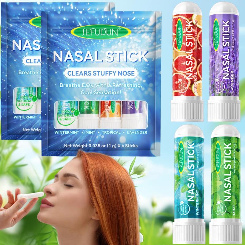 Nasal Breathing Stick, 8 Counts Natural and Safe Nasal Breathing Stick, Portable Nasal Care Product for Women & Men