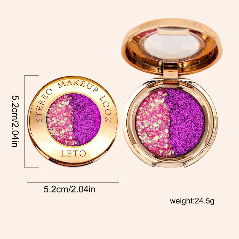 Dual Color Glitter Eyeshadow, Glitter Eye Shadow Makeup Products, High Pigmented Blendable Eyeshadow Powder, Long Lasting Shimmering Eye Shadow Makeup Products for All Styles and Occasions