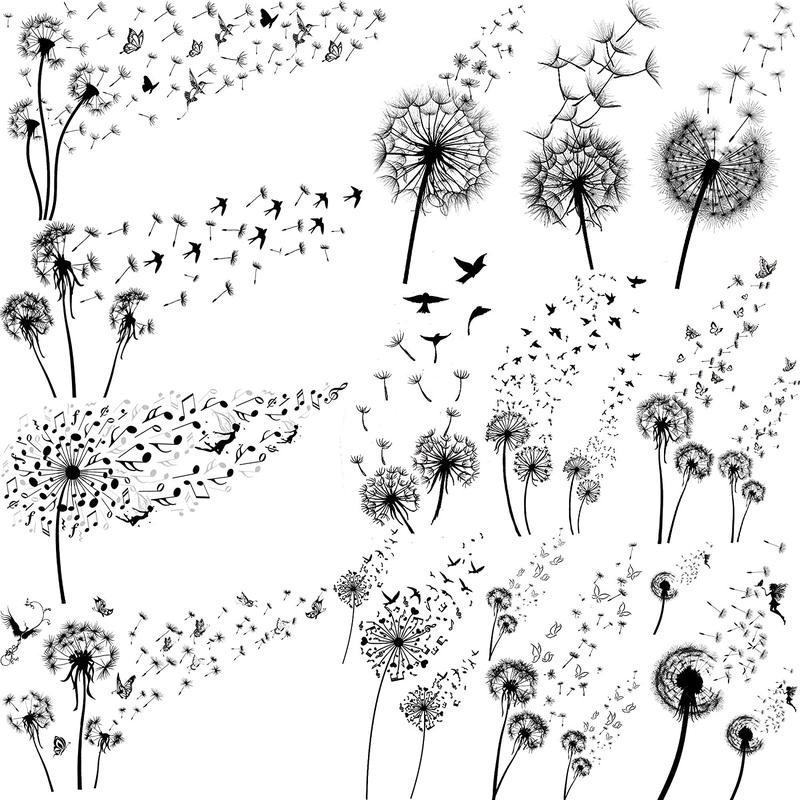 Dandelion Pattern Temporary Tattoo, 13pcs set Fake Tattoo for Women & Girls, Realistic Body Art Tattoo for Party