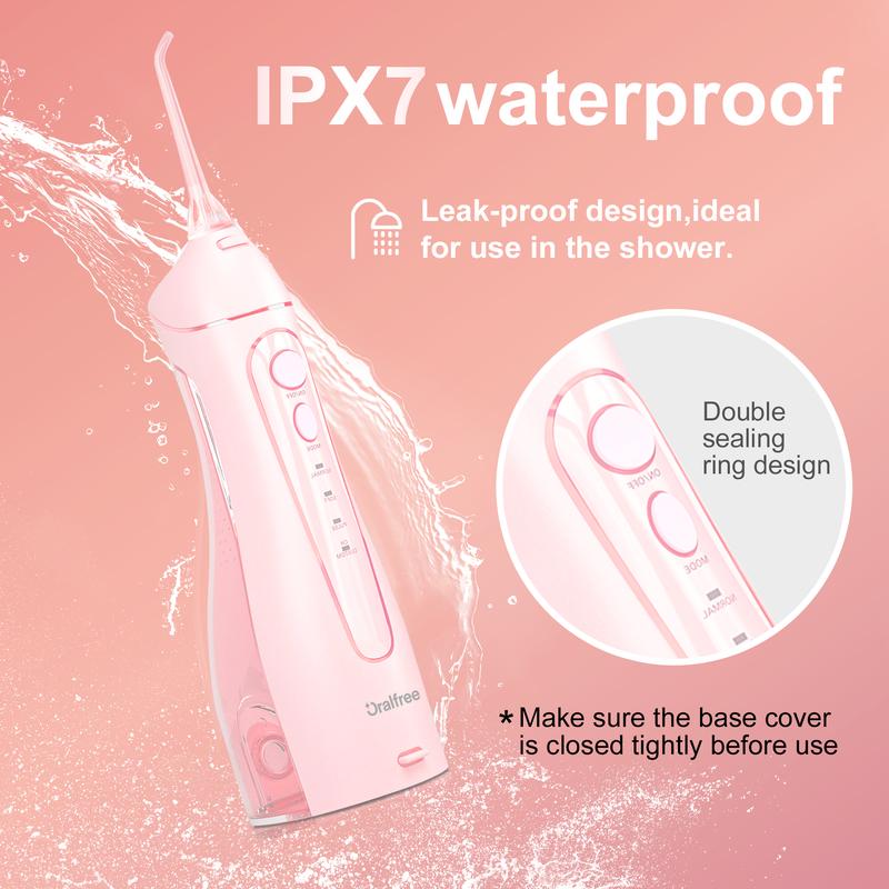 Oralfree Water Dental flosser Teeth Picks -4 modes DIY modes Braces Cordless Oral Irrigator Portable Rechargeable Travel Irrigation Cleaner IPX7 Waterproof Electric Professional Flossing Teeth Cleaning for Home Daily Gift Kit  Mother's Day gift