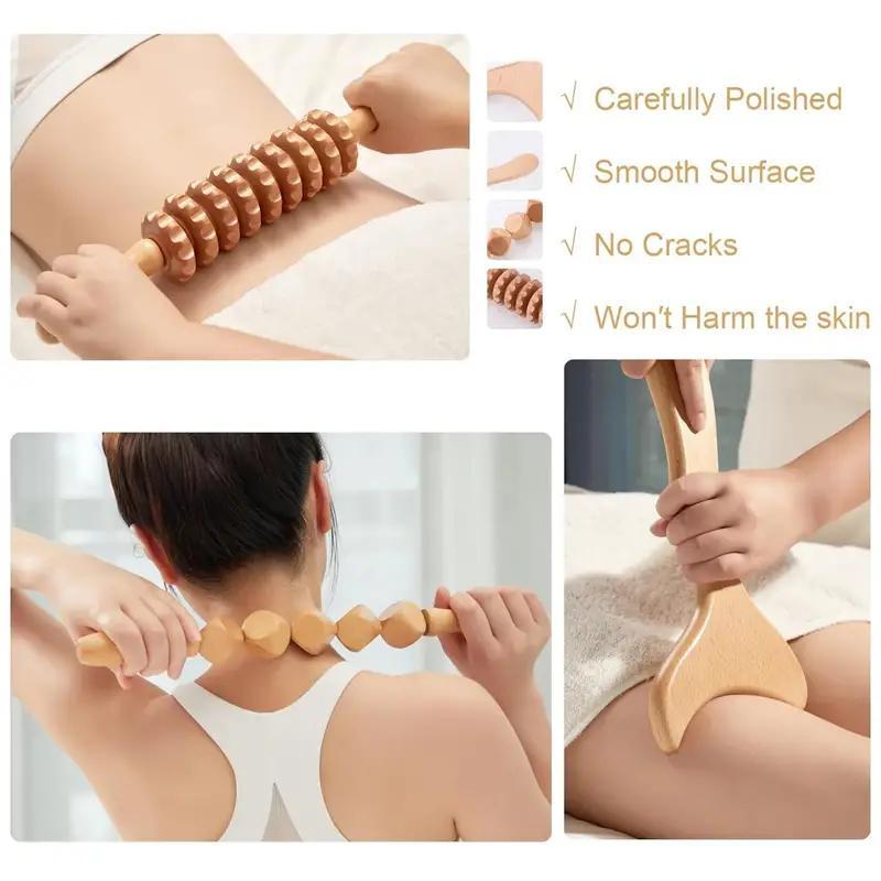 6 in 1 Manual Massage Tool, 6 Counts set Wooden Massage Tool, Body Relaxation Massage Tool Set for Women & Men Daily Use, Massage Roller, Stocking Fillers Gift, Christmas, Christmas Gift