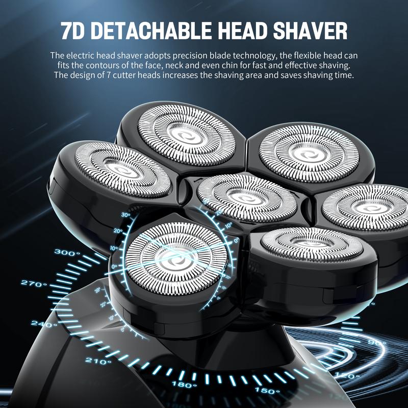 SEJOY 6-IN-1 Electric Head Shaver for Bald Men Wet Dry Beard Hair Skull Comfort Trimmer