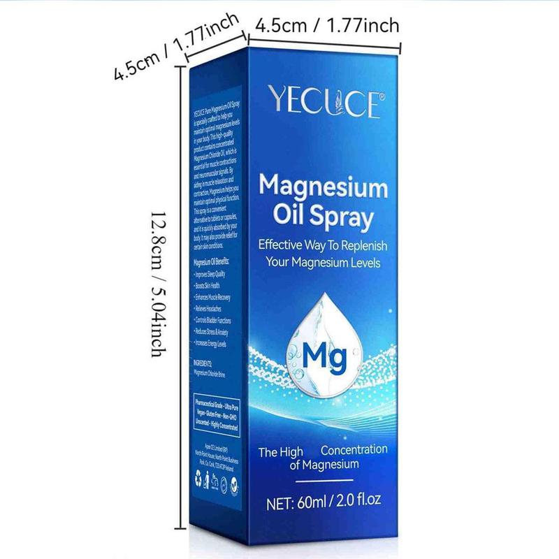 60ml Pure Magnesium Oil Spray, Multi-functional Moisturizing Body Skincare Oil, Hydrating Body Care Liquid for Women & Men, Back to School, Christmas Gift