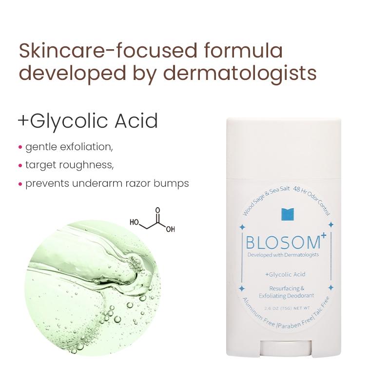 Dermatologist-developed Exfoliating Brightening Deodorant with Glycolic Acid and Kojic Acid for 48-hour Odor Control and Hyperpigmentation, Aluminum Free Paraben Free Talc Free Cosmetic Cleanser Comfort Body Care