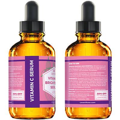 Leven Rose Vitamin C Serum 1oz – Lightweight Daily Skincare for Smooth, Hydrated Skin! Brighten Dark Spots, Boost Collagen, Comfort & Skin Repair