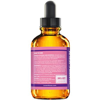 Leven Rose Vitamin C Serum 1oz – Lightweight Daily Skincare for Smooth, Hydrated Skin! Brighten Dark Spots, Boost Collagen, Comfort & Skin Repair