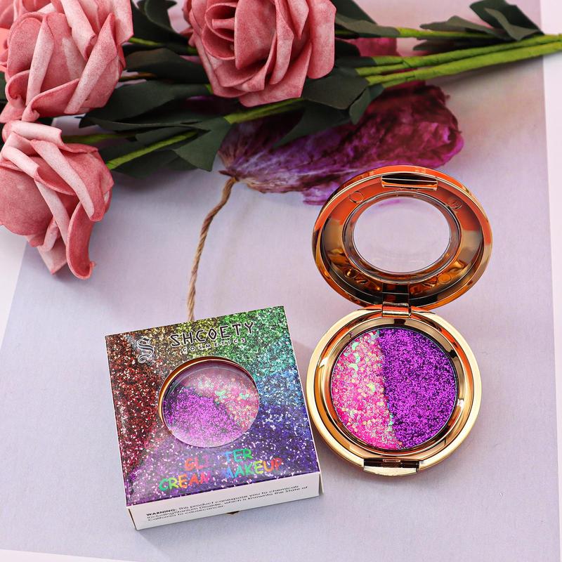 Dual Color Glitter Eyeshadow, Glitter Eye Shadow Makeup Products, High Pigmented Blendable Eyeshadow Powder, Long Lasting Shimmering Eye Shadow Makeup Products for All Styles and Occasions