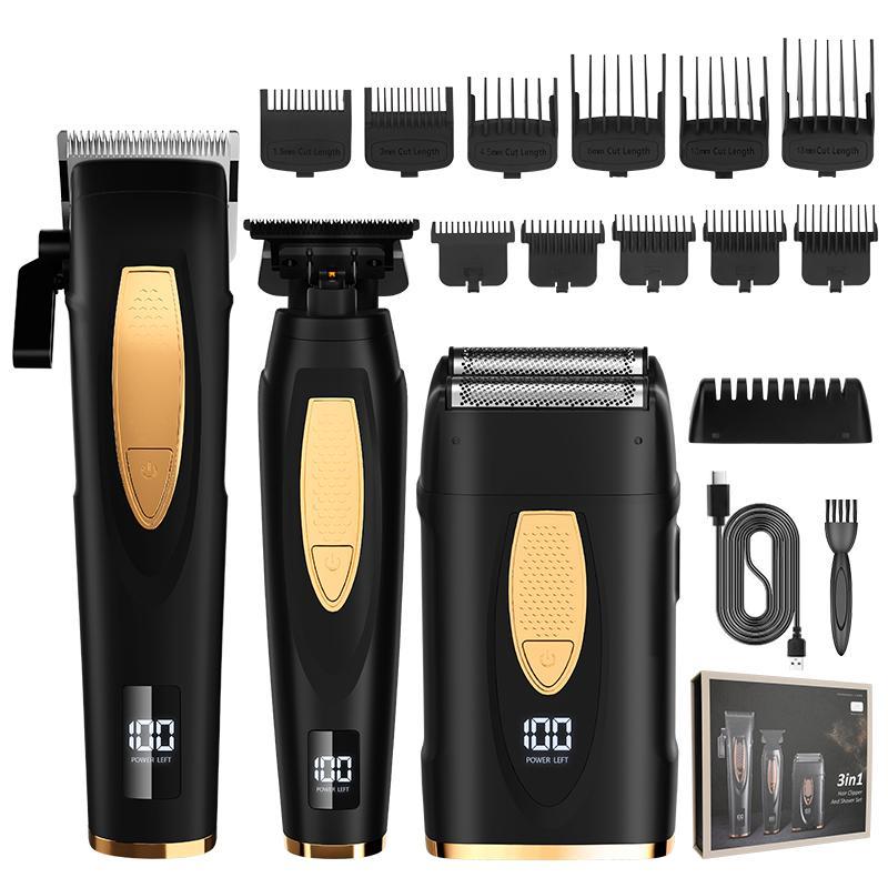 Electric Hair Cutting Machines Set, 1 Box Multifunctional Portable Rechargeable Hair Trimmer Set with Digital Display, Barber Clippers, Barber Kit, Professional Hair Shaver for Men