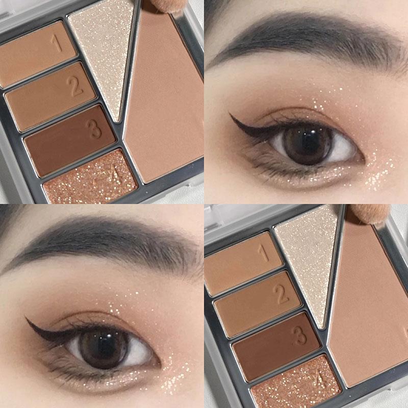 High Gloss Powder Blusher Eye Shadow Palette, Multi-functional Matte and Glitter Makeup Palette, Color Correcting Cheeks Highlighting Shadowing Palette