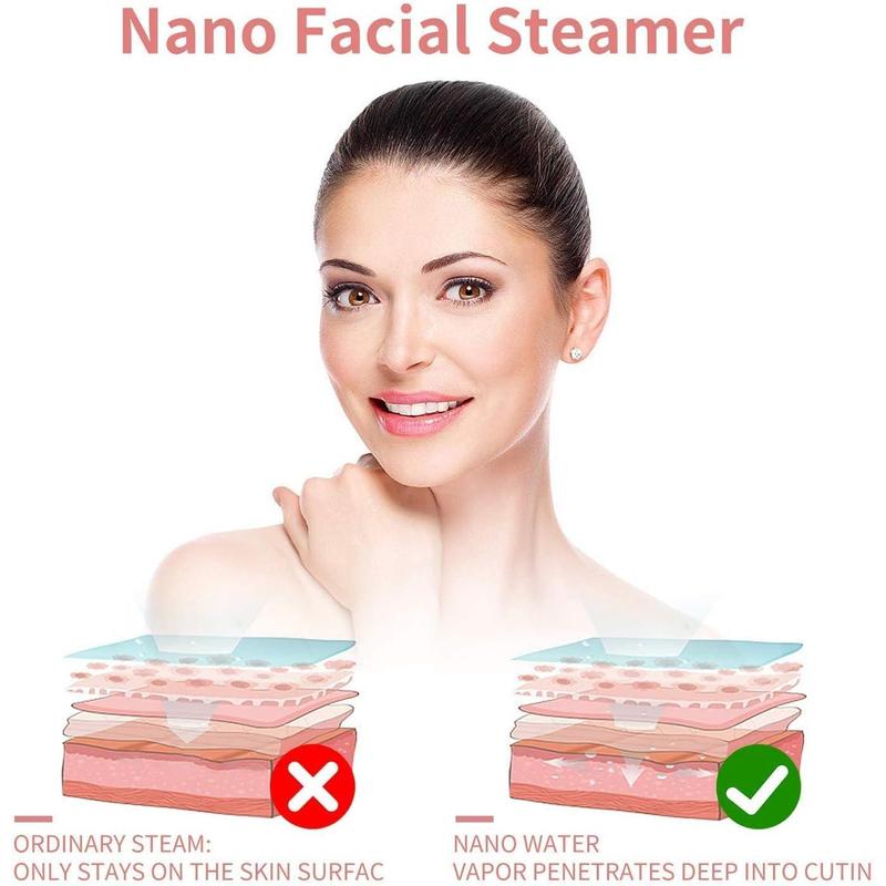 Nano Ion Facial Steamer - 10X Facial Penetration, Unclog Pores, Moisturizing Spa Humidifier, Comes with Blackhead Removal Kit, Hairband, Facial Brush Good Quality