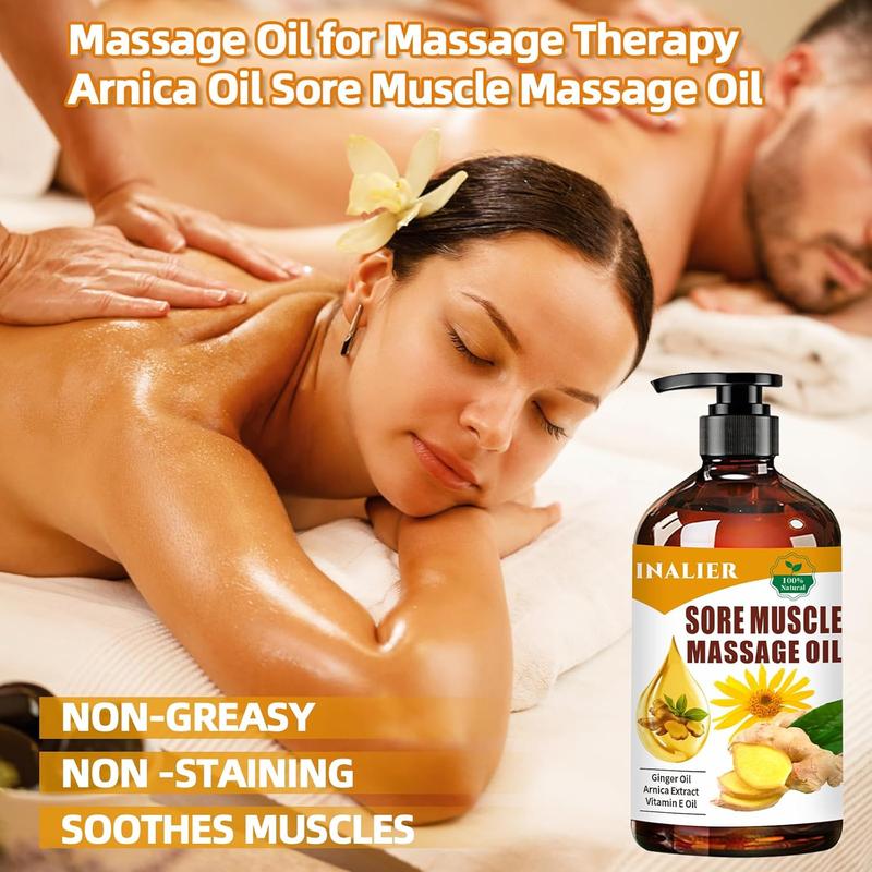 Sore Muscle Massage Oil,Relaxing Massage Oil,Arnica Oil for Body Massage,Massage Oil for Massage rapy,Massage Oil for Date Night,Ginger Oil for Lymphatic Drainage,Gifts for Men and Women