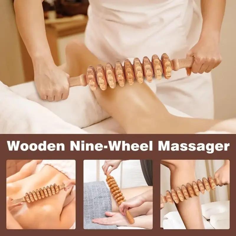 6 in 1 Manual Massage Tool, 6 Counts set Wooden Massage Tool, Body Relaxation Massage Tool Set for Women & Men Daily Use, Massage Roller, Stocking Fillers Gift, Christmas, Christmas Gift