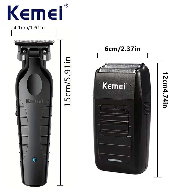 Kemei Professional Hair Clipper, 1 Box Rechargeable Cordless Hair Trimmer & Accessories, Hair Cutting Kit for Men, Barber Tool, Christmas Gift