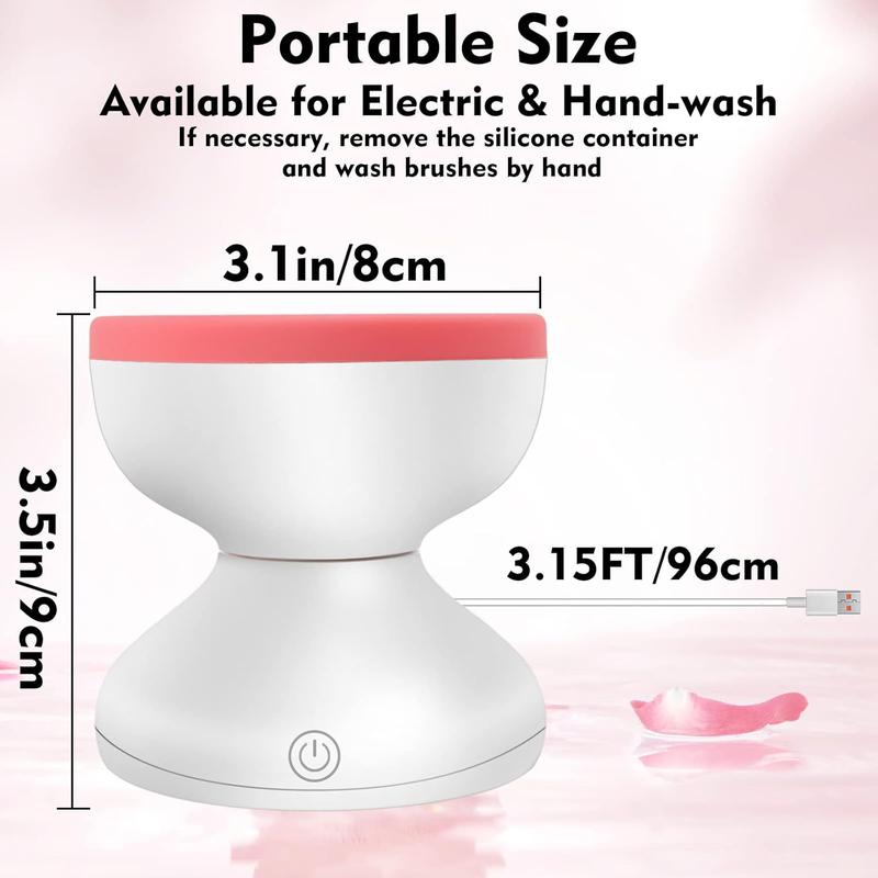 Electric Makeup Brush Cleaner Machine, Portable Automatic Spinner Brush Cleaner Tools for All Size Makeup Brushes, Make Up Brush Cleaner Cleanser Gifts for Women Girlfriend Wife Mom Daughter(white)