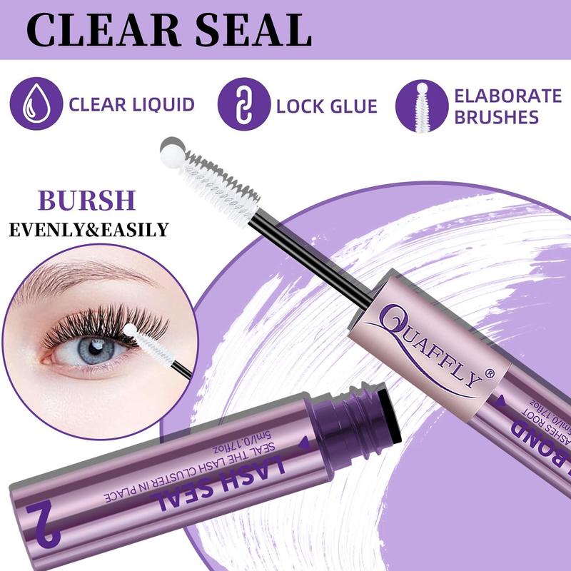 2 in 1 Long Lasting Eyelash Bond & Seal Glue, Waterproof Eyelash Extension Adhesive, Eye Makeup Tool for Women & Girls